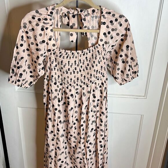 Lola May Petite shirred bust midi smock dress in polka dot NWT Size UK 12 - Picture 4 of 7